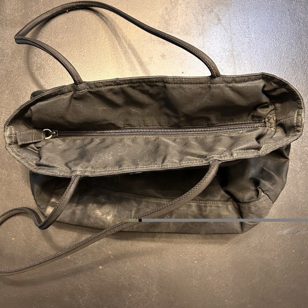 PRADA Small Shoulder Tote Bag Vintage Black Tessuto Nylon Leather Zip-Top - Picture 3 of 5